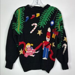 Vintage Radishes Roses Christmas Nutcracker Sweater Size Small Korea